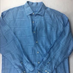 TOMMY BAHAMA Long Sleeve Button Front Linen Cotton
